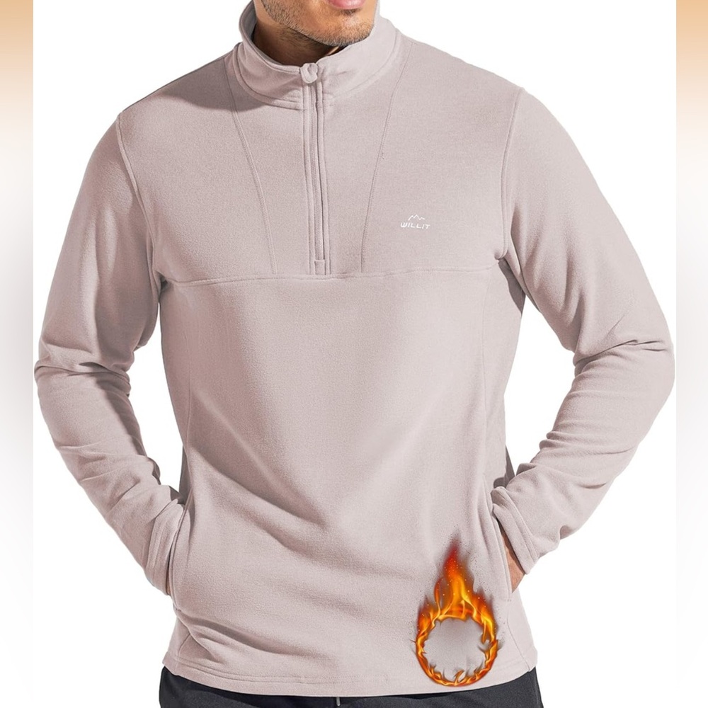 Men's winter fleece pullover with quarter zip